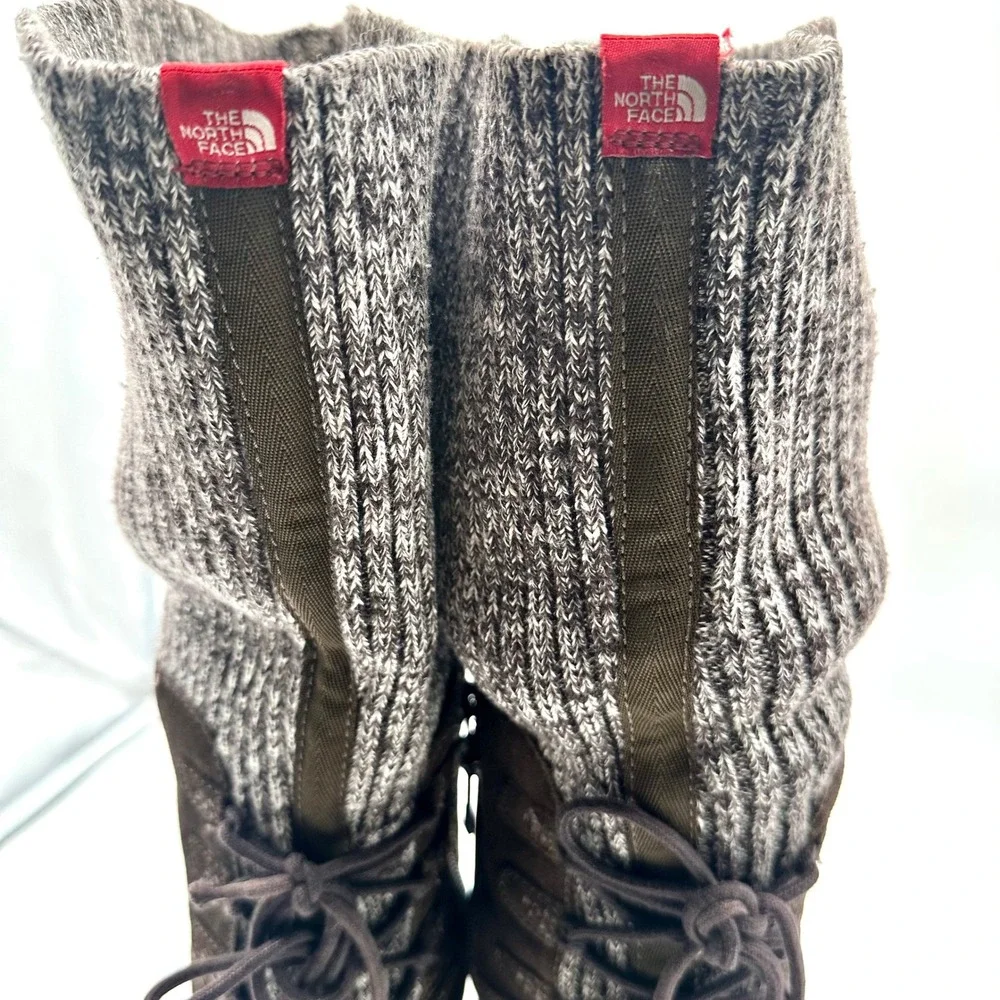 The North Face Alana Women Brown Suede Mid Knit Cuff Insulated Boots Size 8.5